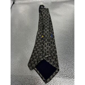Cocktail Collection Mens Geometric Abstract Necktie Grey Tan Black Silk Blend